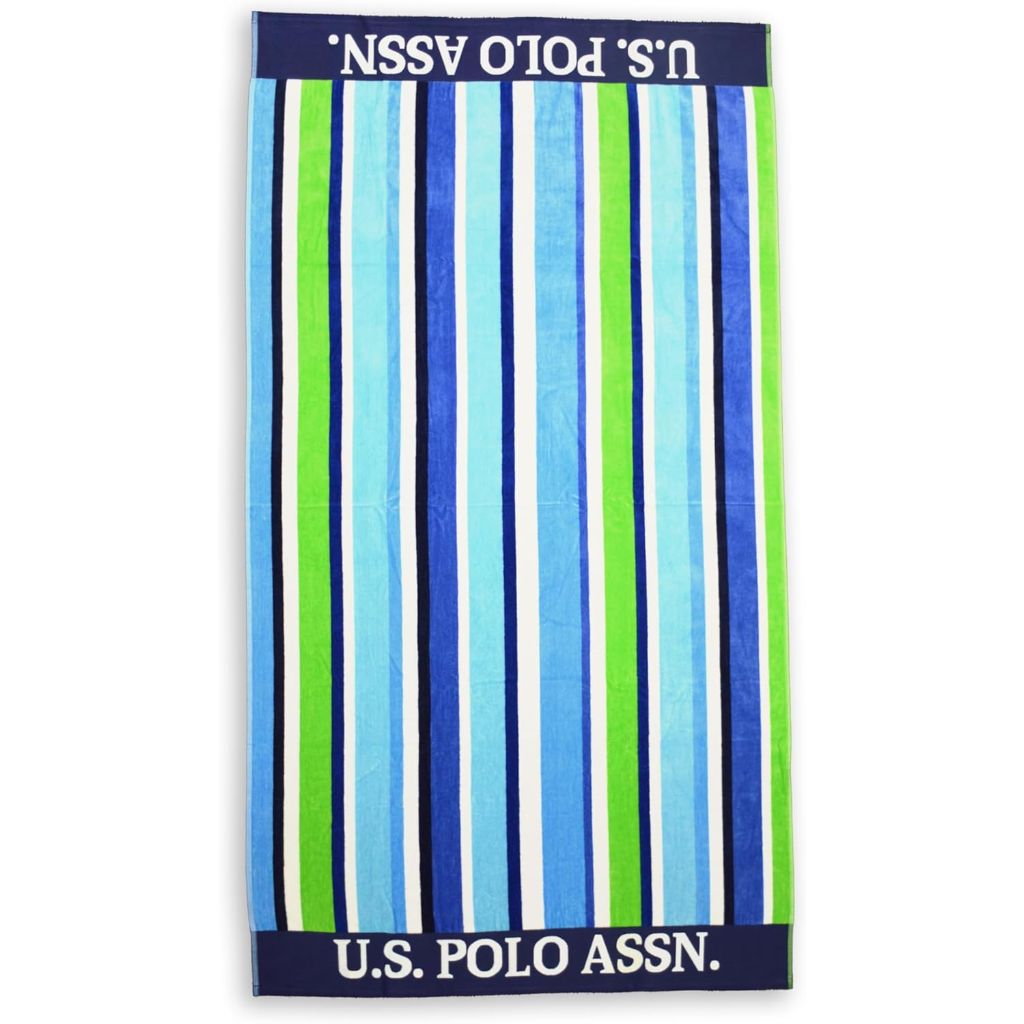 U.S. Polo Assn. Oversized Striped Nautical Design Beach Towel - Myrtle Stripe (40” x 70”)