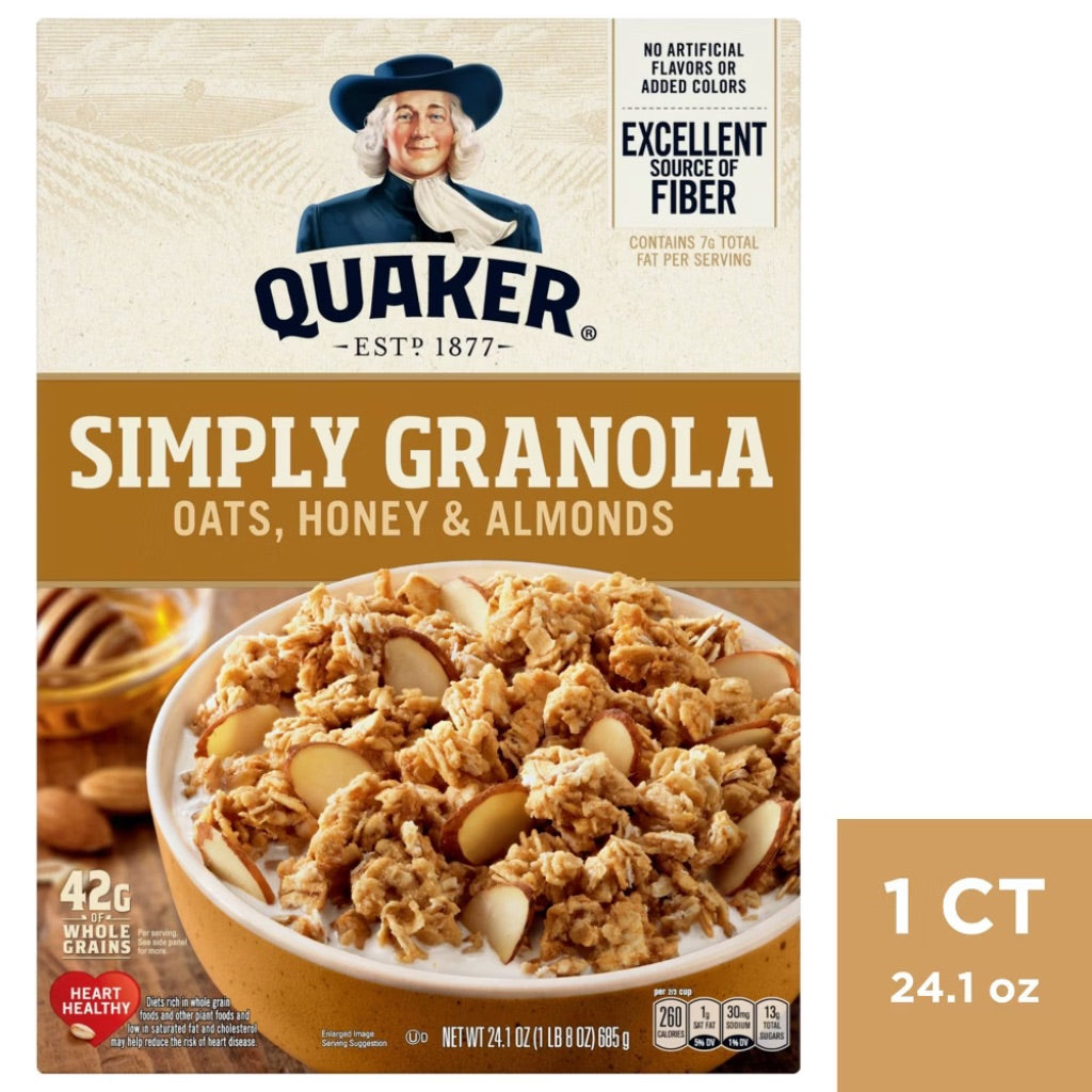 Quaker Simply Granola  Oats  Honey & Almonds Cereal  Ready-to-Eat  24.1 oz Box