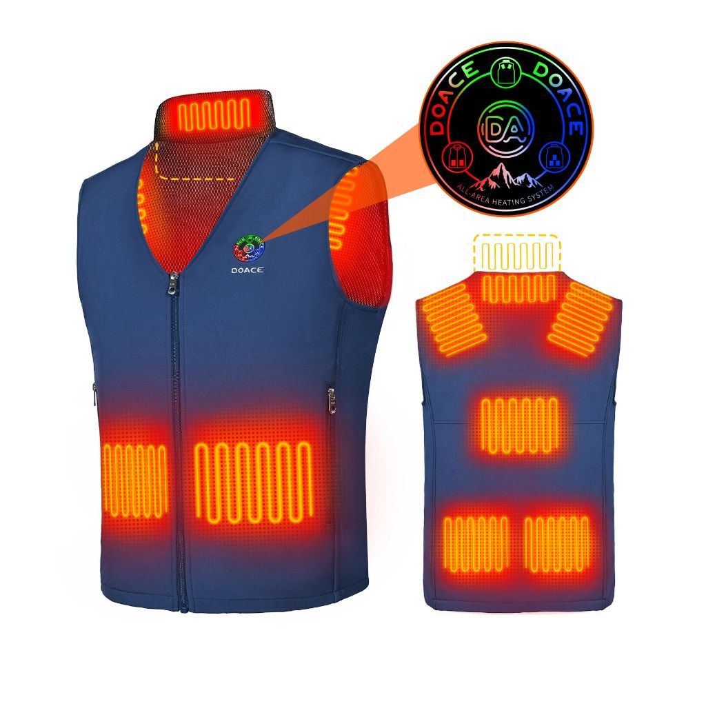DOACE Heated Vest for Men & Women, Smart heated Jacket, Battery Not Included (US, Alpha, XX-Large, Regular, Regular, Blue)