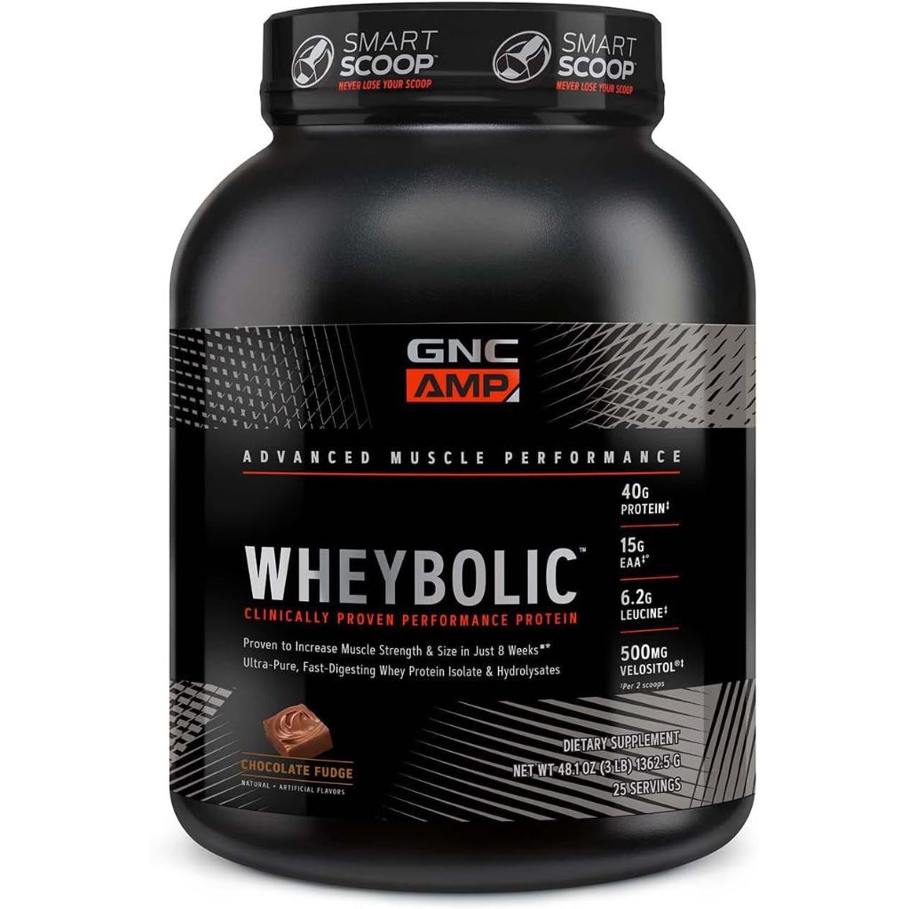 GNC AMP Wheybolic Whey Protein Powder Isolate, 3lbs / 25 Servings - Chocolate Fudge