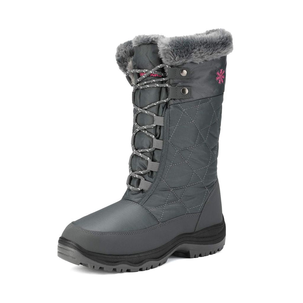 DREAM PAIRS Women's Warm Faux Fur Lined Mid-Calf Winter Snow Boots, Grey Goose - Size 6