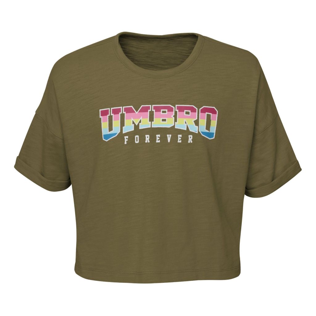 Umbro Girls Boxy Tee, Burnt Olive, L-14