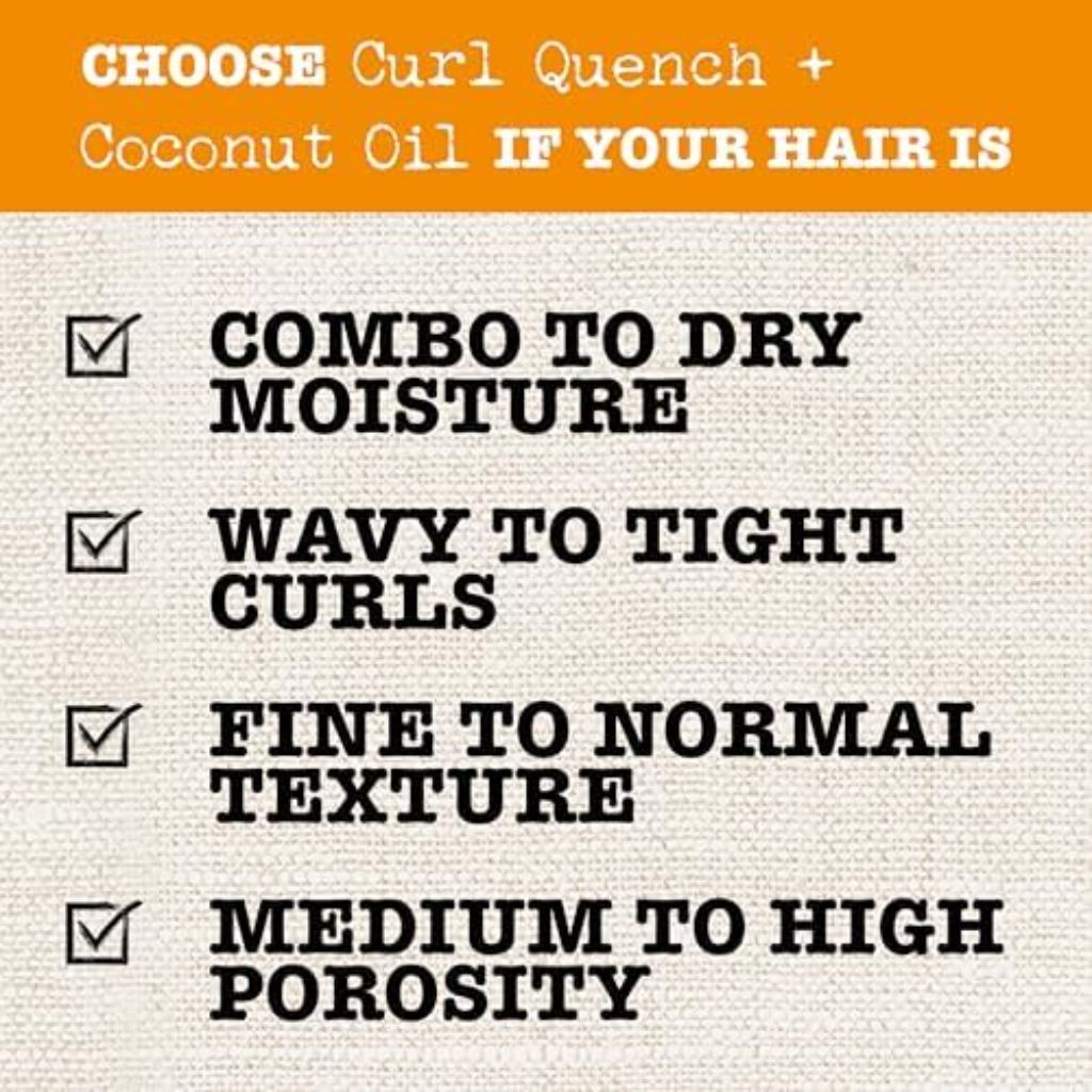 Maui Moisture Curl Quench + Coconut Oil Curl-Defining Anti-Frizz Conditioner to Hydrate and Detangle Tight Curly Hair, Softening Conditioner, Vegan, Silicone & Paraben-Free, 13 fl oz (Pack of 2)