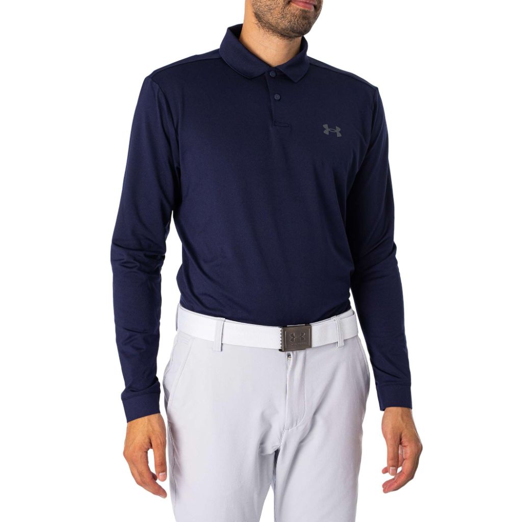 Under Armour Mens Performance Polo 3.0 Long Sleeve, (410) Midnight Navy / / Pitch Gray, Large