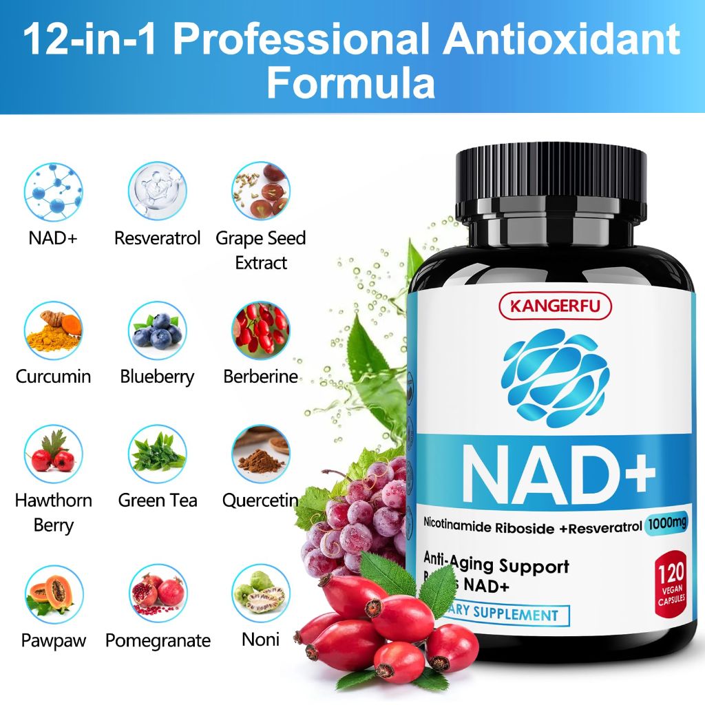 Liposomal NAD Resveratrol Supplements for Women, NAD Supplement 1000mg Pure Organic - 120 Capsules