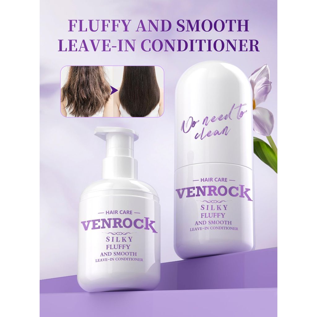 Venrock Silky Leave-in Hair Conditioner, Fluffy and Smooth, 6.76 fl oz