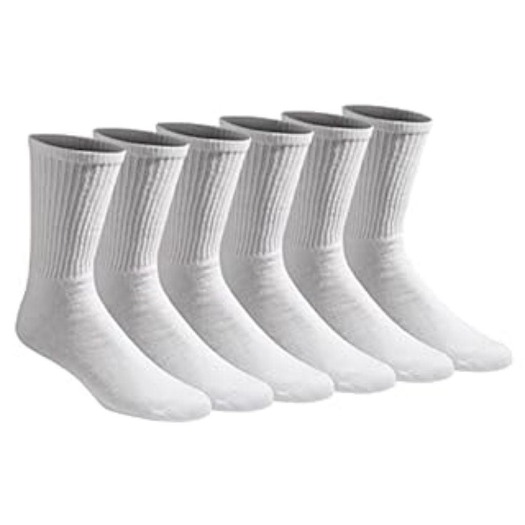 Dickies Men's All Purpose Cushion Crew Socks (6/12, White (6 Pairs), Shoe Size: 6-12