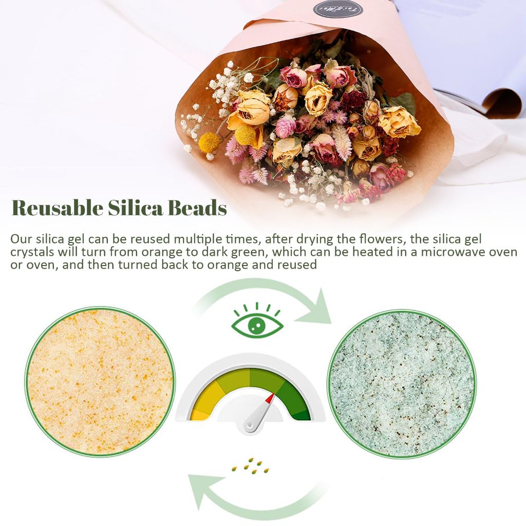 CoolCrafts 2 LB Silica Gel Flower Drying Crystals Reusable Silica Gel Beads for Preserving Fresh Flowers and Crafts