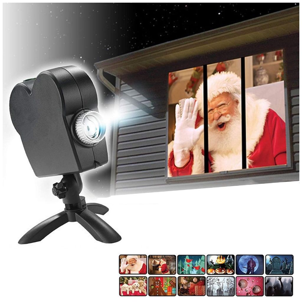 Halloween Window Projector,Halloween Holographic Projector,Christmas Led Holographic Projection Lamp,12 Movies,Used for Halloween Outdoor,Christmas Garden Decoration Family Outdoor Party