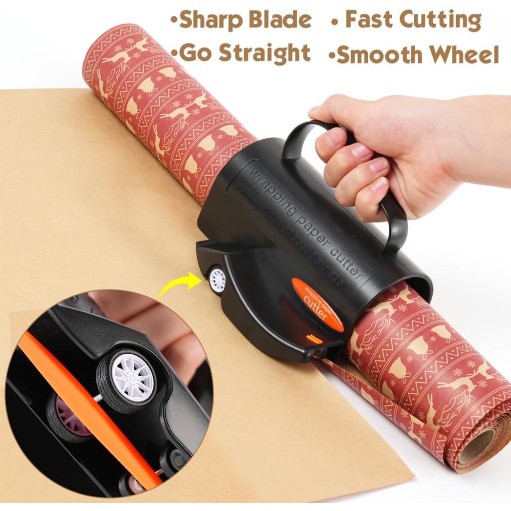 Wrapping Paper Cutter, Paper Roll Cutter with Handle and Wheels
