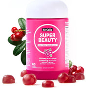 HerColla Super Beauty 1000mg Multi Collagen Gummies with 2500mcg Biotin - Cranberry Flavored, 60ct