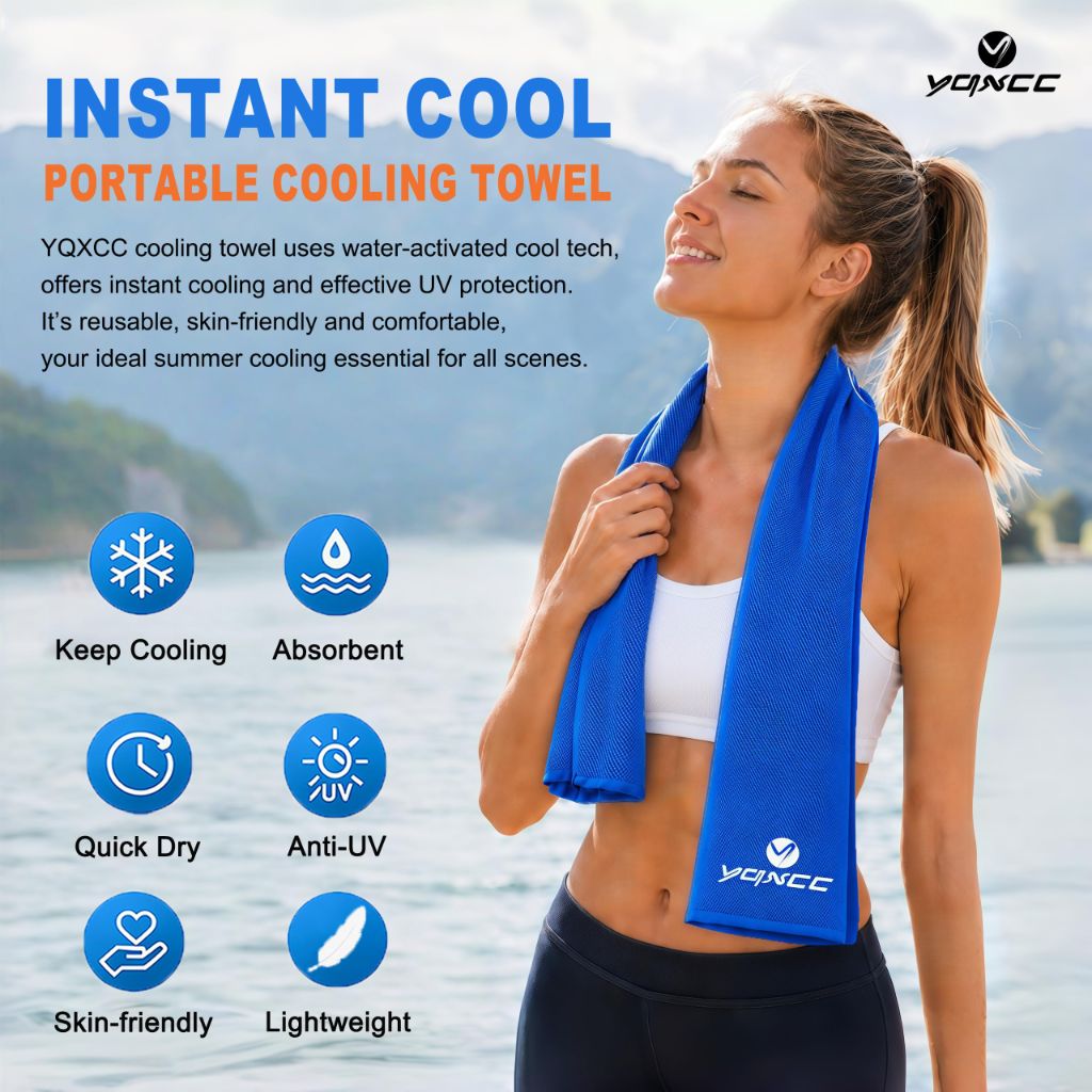 YQXCC Cooling Towels, Soft Microfiber - Multicolor, 47" x 12" (4 Pack)
