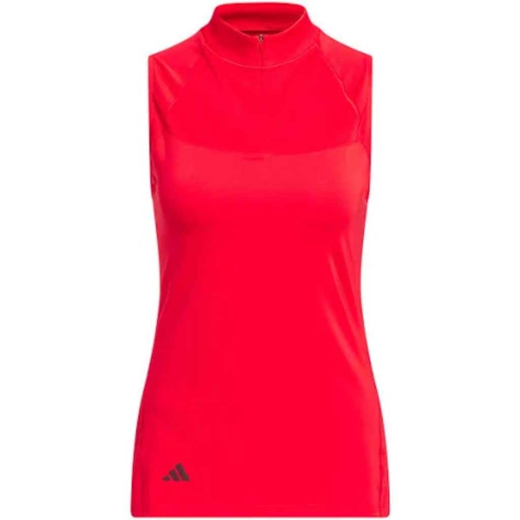 Adidas Women's Ultimate365 Zip Mock Sleeveless Polo Shirt, Pure Ruby, Medium
