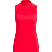 Adidas Women's Ultimate365 Zip Mock Sleeveless Polo Shirt, Pure Ruby, Medium