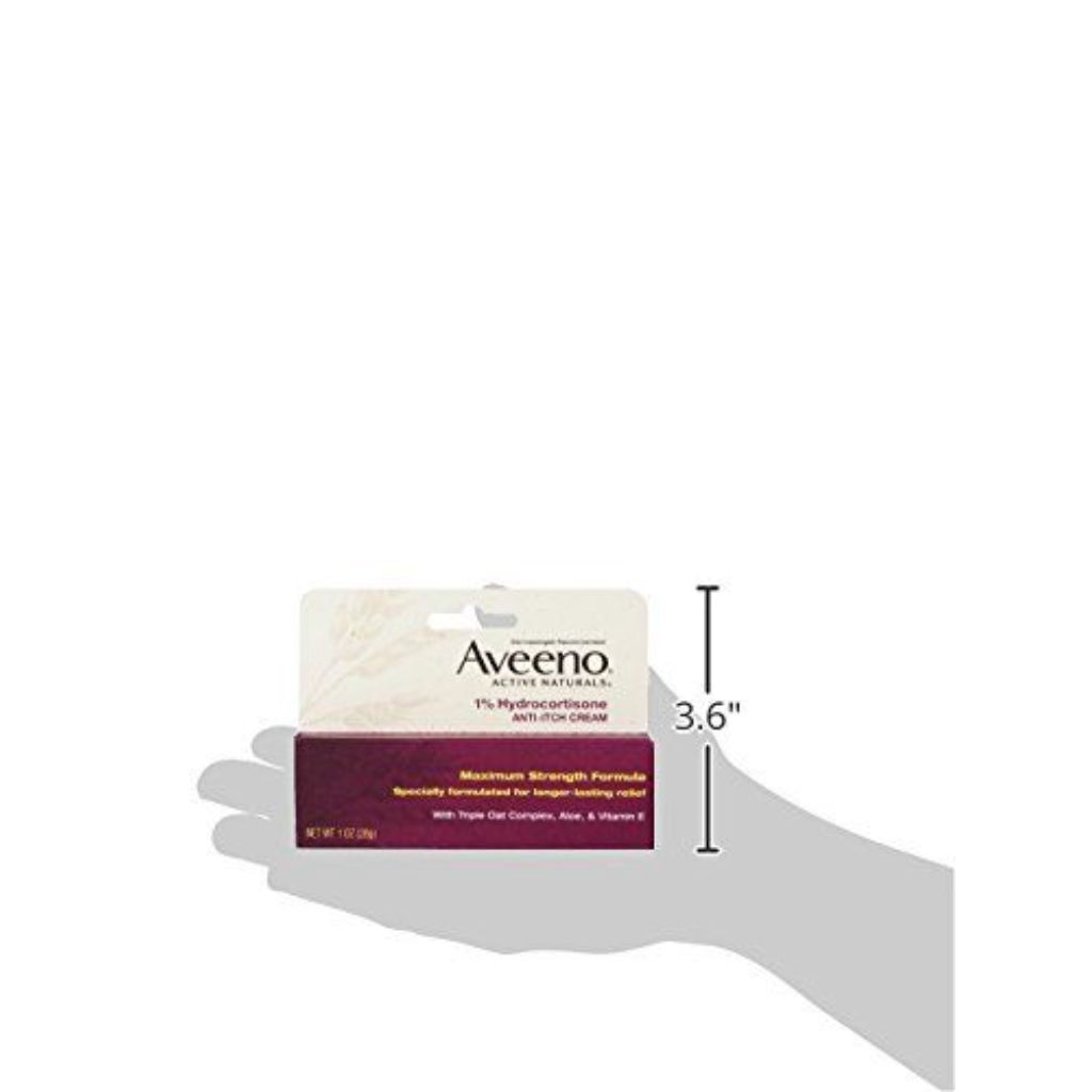 Aveeno Anti-Itch Cream, 1% Hydrocortisone, Maximum Strength, 1 Ounce (Pack of 2)