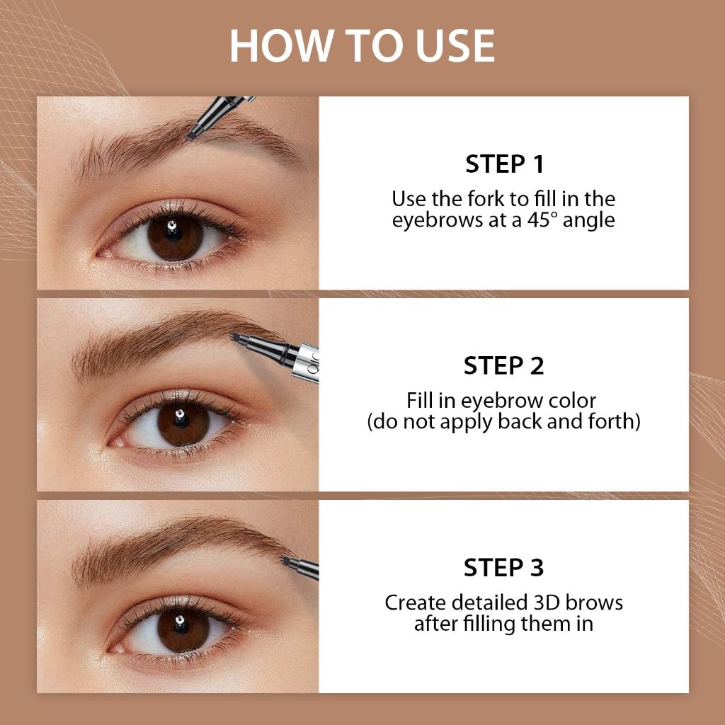 Microblading Eyebrow Pen, Eyebrow Pencil with Premium 4-Prong Micro-Fork Tip Applicator, Microblade Eyebrow Pen-Lift Your Brows Like Your Natural Brows, Stay on All Day, Smudge-Proof (Light Brown)