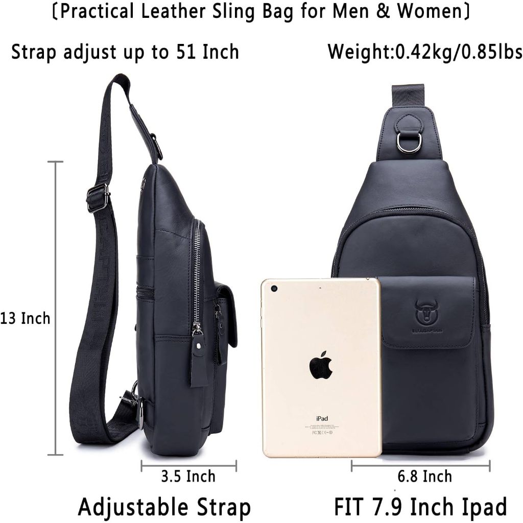 BULLCAPTAIN Men's Leather Crossbody Bag