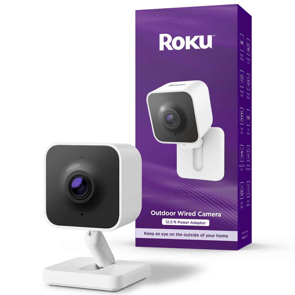 Roku Outdoor Camera - Home Security - IP65 Weather Resistant Wired Security Camera