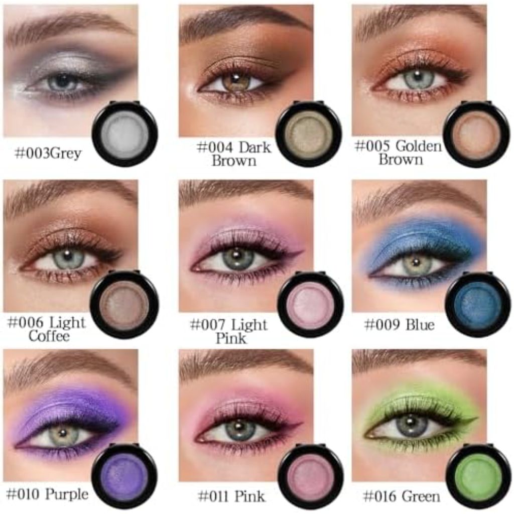 Apooliy Single Glitter Eyeshadow Powder,Highly Pigmented Cream Shimmer Eye shadow,Waterproof Long Wear Purple Pressde Eyeshadow