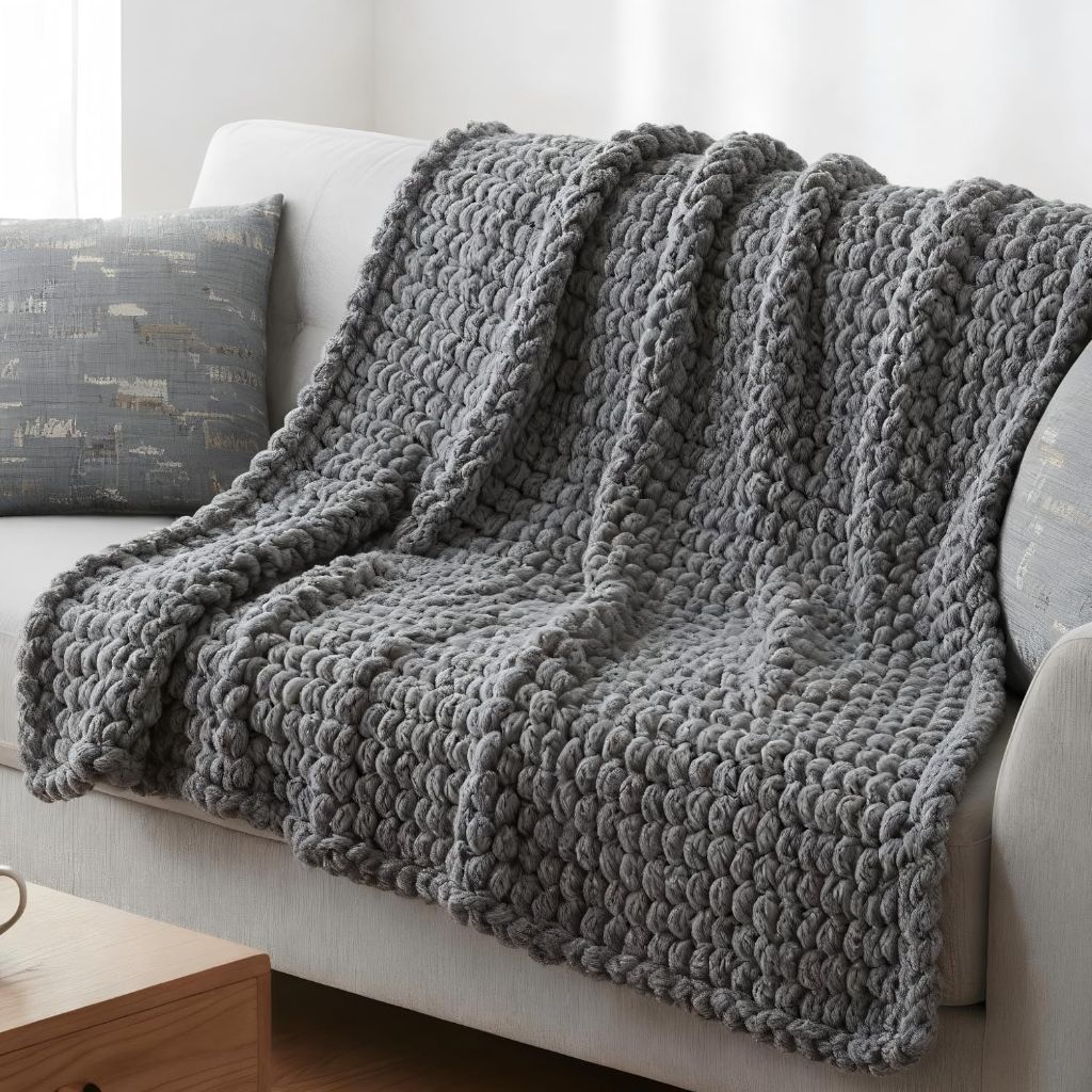 Timgle Winter Gift 8 Skeins Pom Pom Ball Yarn for Hand Knitting Crochet Blanket, 130g/skein(Light Gray)