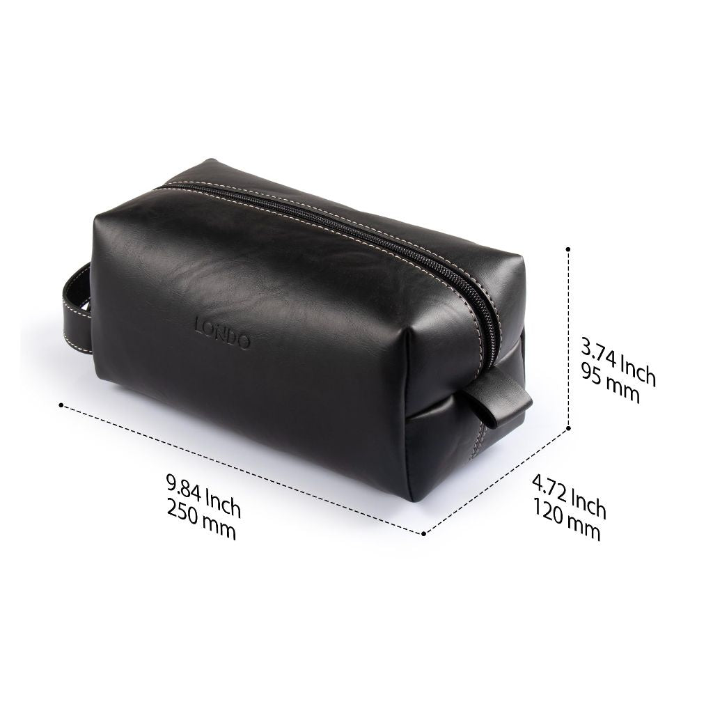 Londo Leather Cosmetic Makeup Pouch & Travel Watch Box.  (Black)