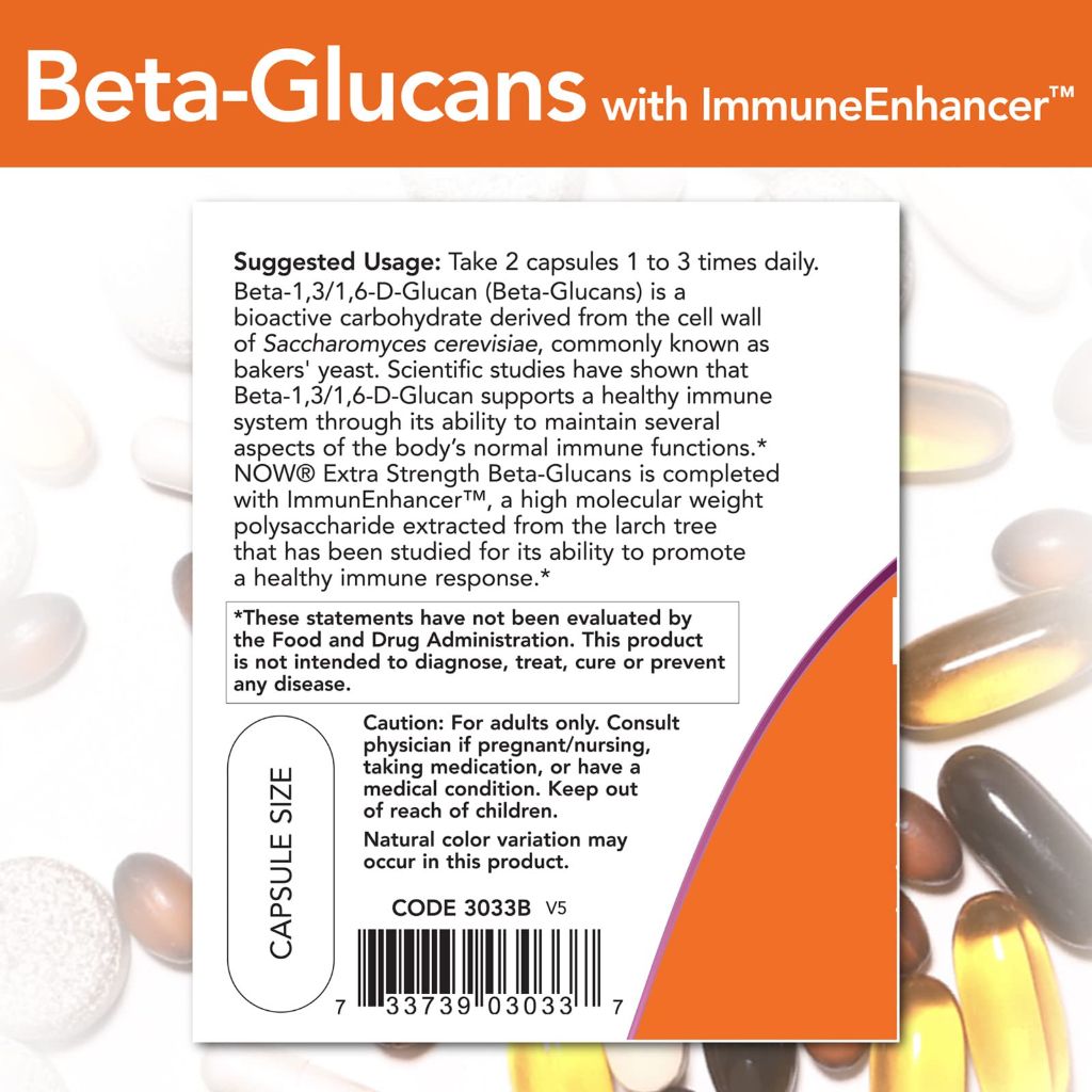 Beta-Glucans w/ImmunEnhancer, Xtra Strength, 60 Vcaps, NOW Foods ( Multi-Pack)