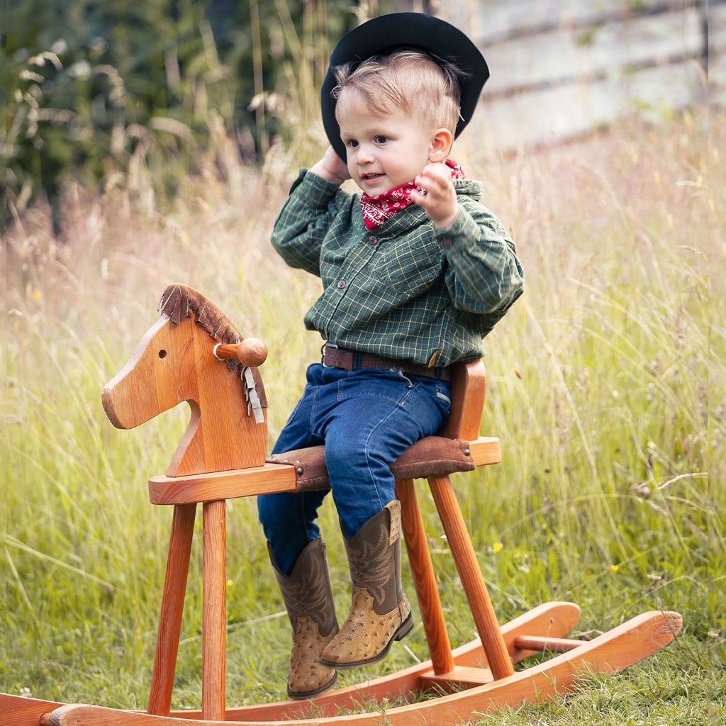 Rollda Kids Cowboy Boots for Kids Western Square Toe Boots, 7BK