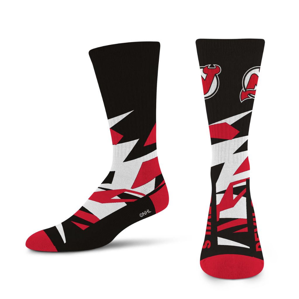 For Bare Feet NHL NEW JERSEY DEVILS Shattered Camo Crew Sock Team Color Large