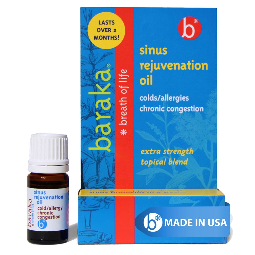 Baraka Sinus Rejuvenation Oil – Blend of 6 Organic Essential Oils for Clear Nasal Breathing, Eases Sinus Pressure