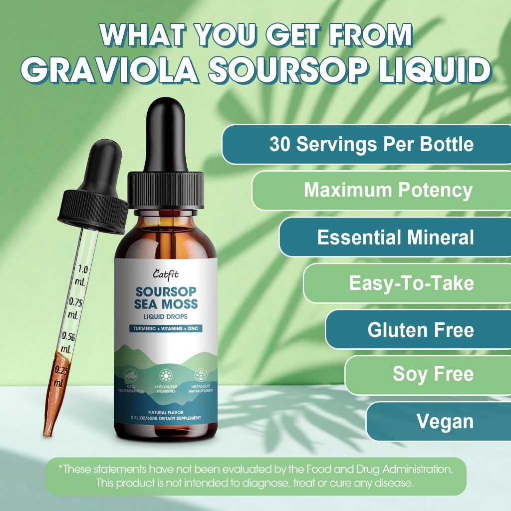 Catfit Soursop Graviola Liquid Drop – 2 Pack Soursop Drops 2 Fl Oz