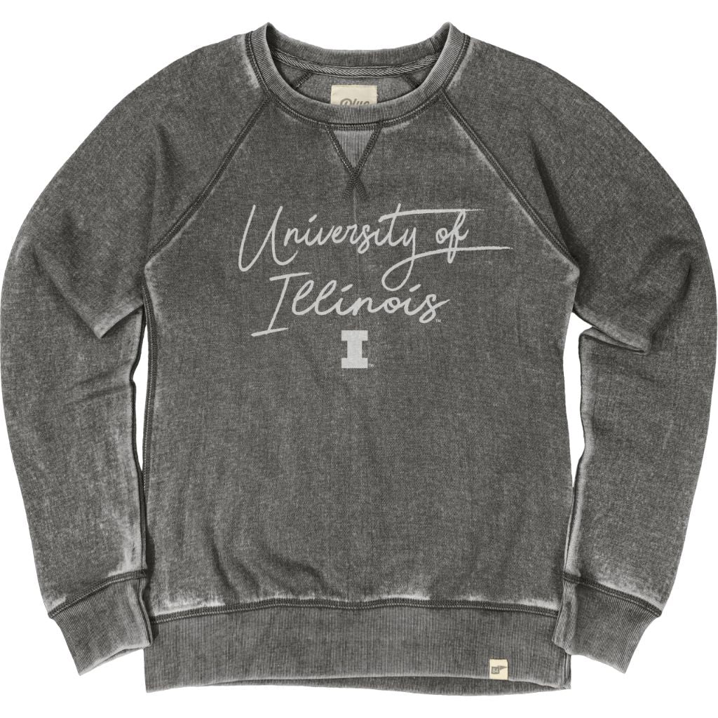 Illinois Illini Women's Burnout Script Crewneck Sweatshirt