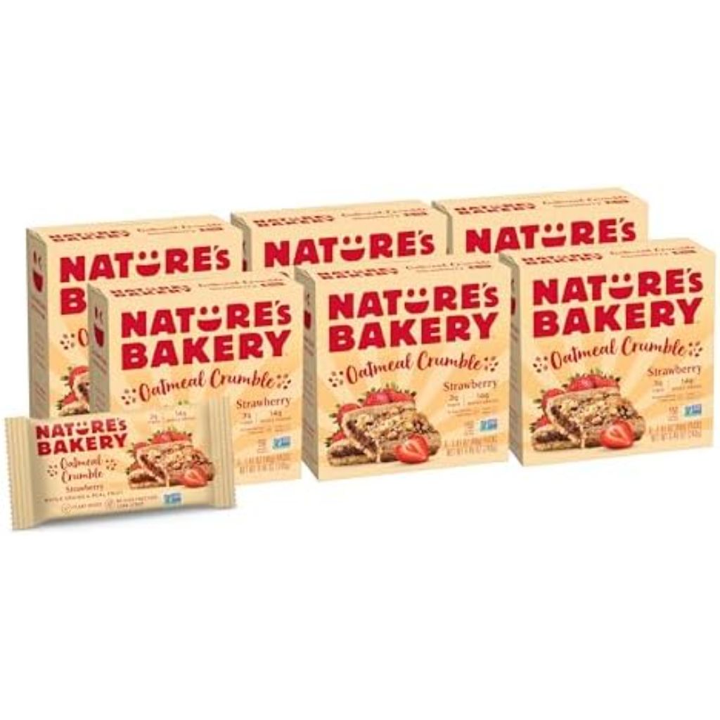 Nature's Bakery Oatmeal Crumble Bars, Strawberry, 6-6 Count Boxes (36 Bars), Vegan Snacks, Non-GMO