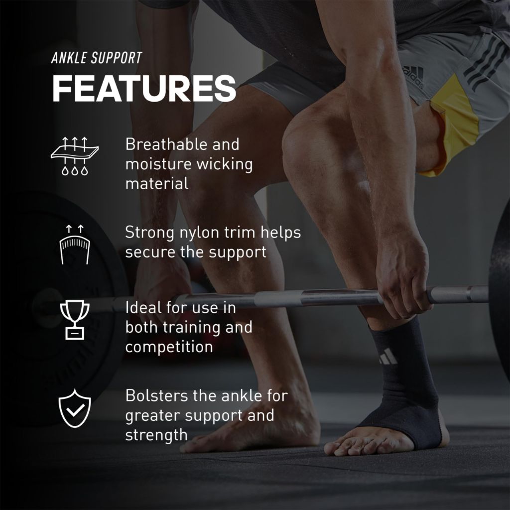 adidas Adult's Ankle Support Sleeve - Black, Small
