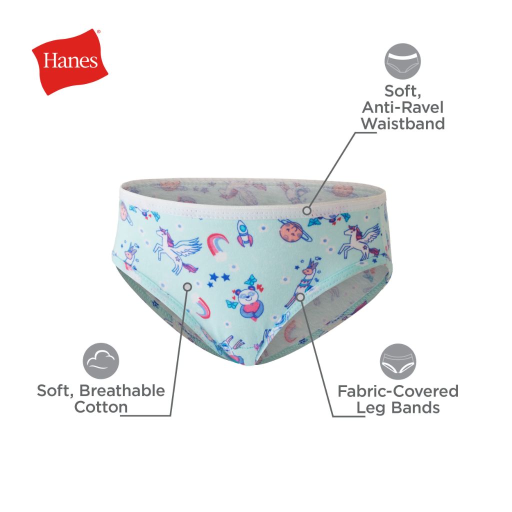 SZ 4T/5T Hanes Girls and Toddler Underwear, Cotton Knit Tagless Brief, Multipack (Colors May Vary)