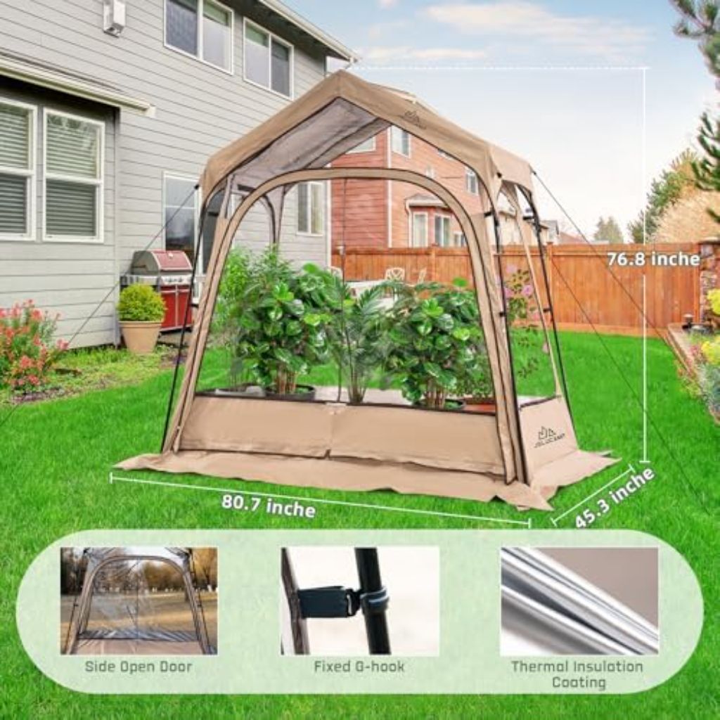 Small Greenhouse for Outdoors, Portable Plastic Walk-in Greenhouse with Window | Gold