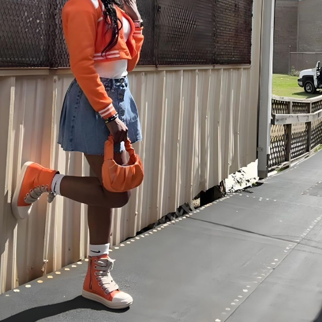 IMPREMEY Women's High-Top Sneakers, Orange - size 39