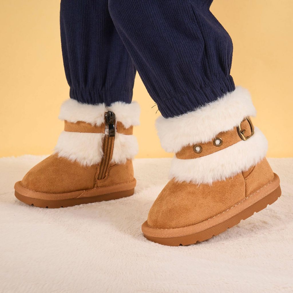 Newsonet Baby Snow Winter Boots, Camel, Size 12-18 Months Toddler