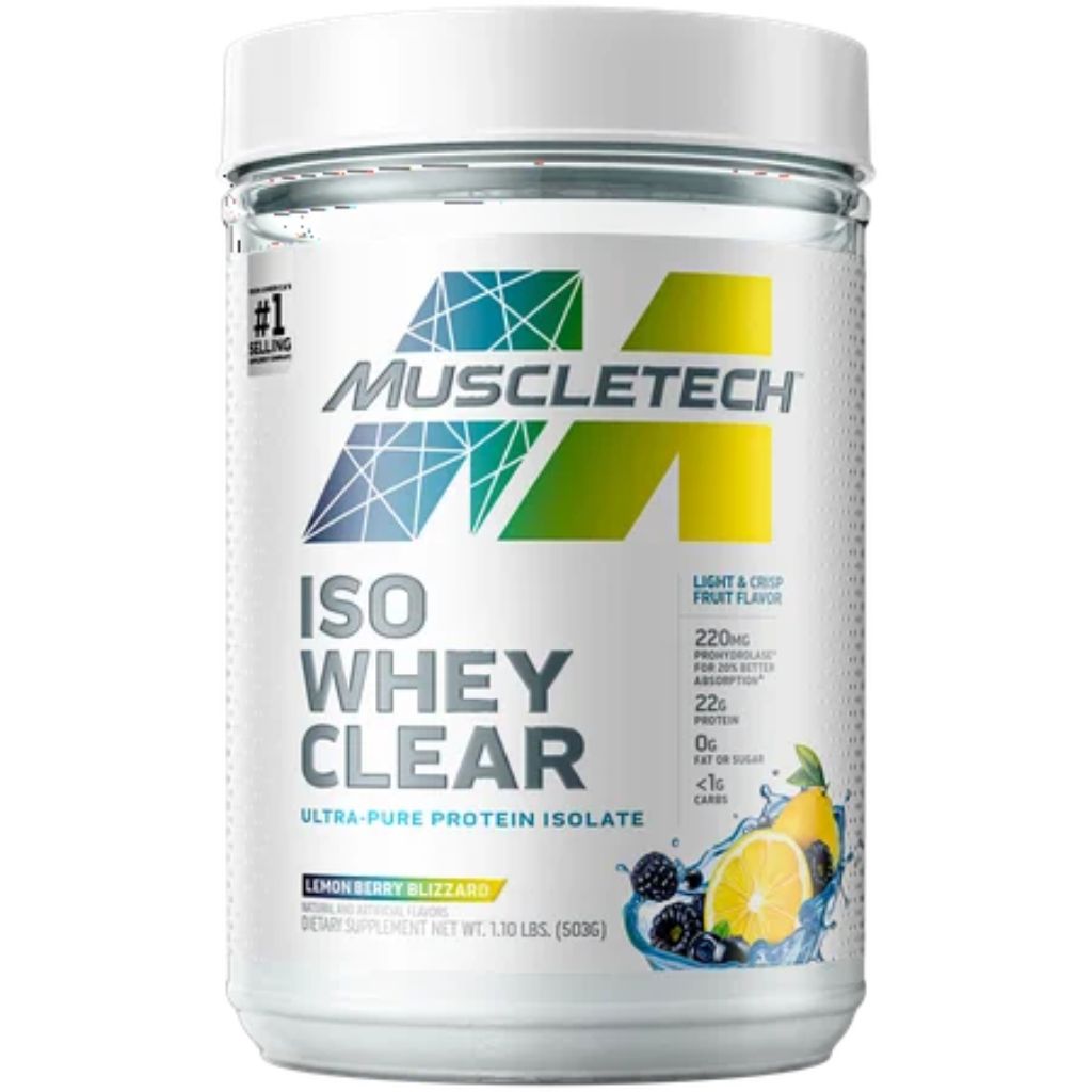 Iso Whey Clear Hydrolyzed Protein Drink Mix Powder  Light and Refreshing  Ultra-Pure Isolate (22g)  Keto Friendly  Lemon Berry Blizzard  19 servings ( 500g )
