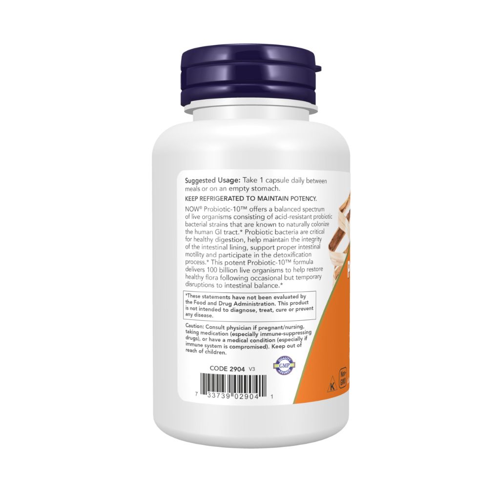 NOW Foods Supplements, Probiotic-10™, 100 Billion, with 10 Probiotic Strains, 60 Veg Capsules