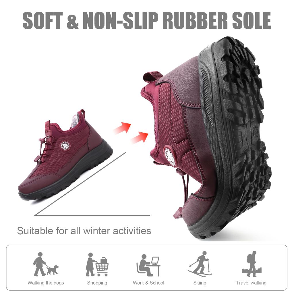 Goldnut Winter Boots for Women: Wine Red, Size 8