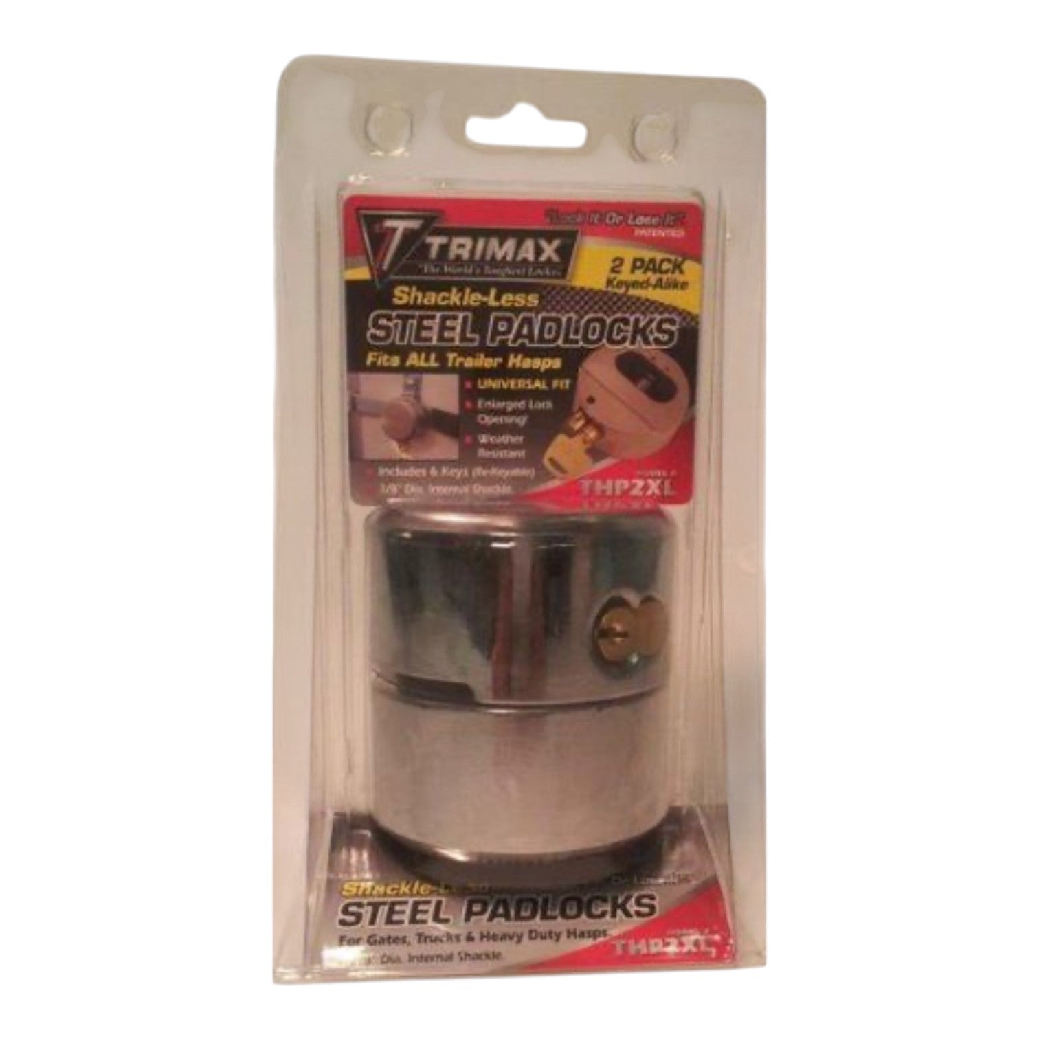 Hocky Puck Internal Shackle Trailer Door Lock - Re-keyable, Pk 2