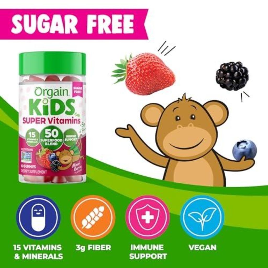 Orgain Kids Super Multivitamin Gummies - Mixed Berry, 60ct.