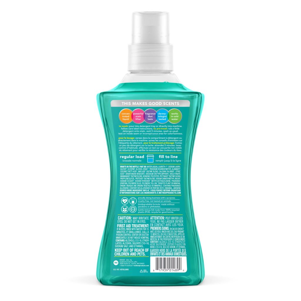 Method Liquid Laundry Detergent; Beach Sage Scent, Stain Remover; ; 66 Loads per 53.5 oz Bottle; (Pack of 1)