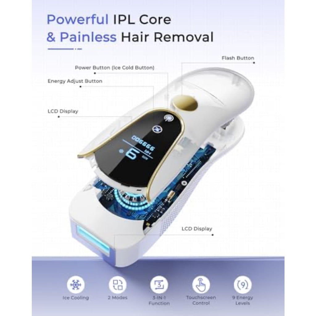 Finquin Air 15 IPL Laser Hair Removal Device, 3 Modes & Auto Flashing