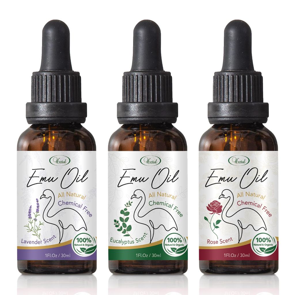 URZTUL Emu Oil, 3 PCS Soothing Rose, Nourishing Lavender, Refreshing Eucalyptus for Skin