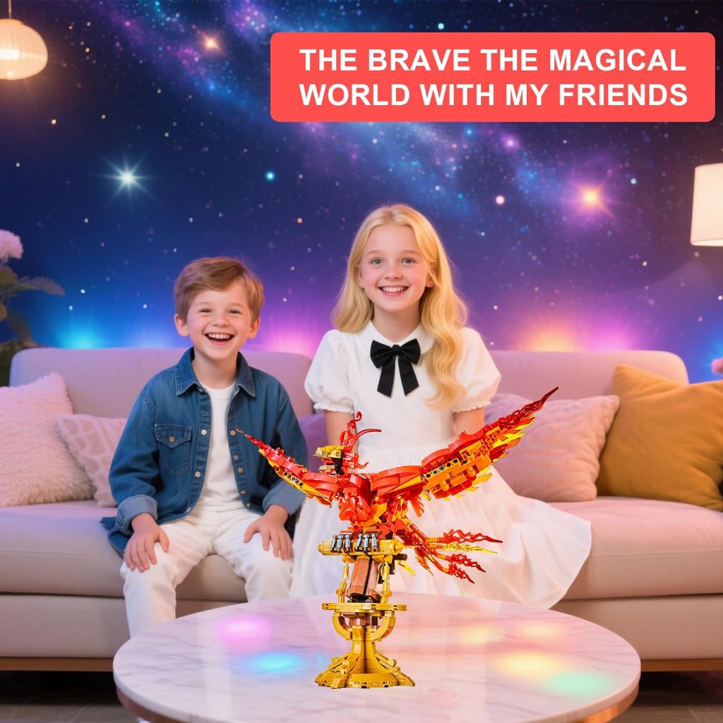 Magic Fire Phoenix Set Compatible with Lego, 938PCS Fire Phoenix Toy Collection Model for Adults, Christmas Birthday Gift for Kids Boys Girls