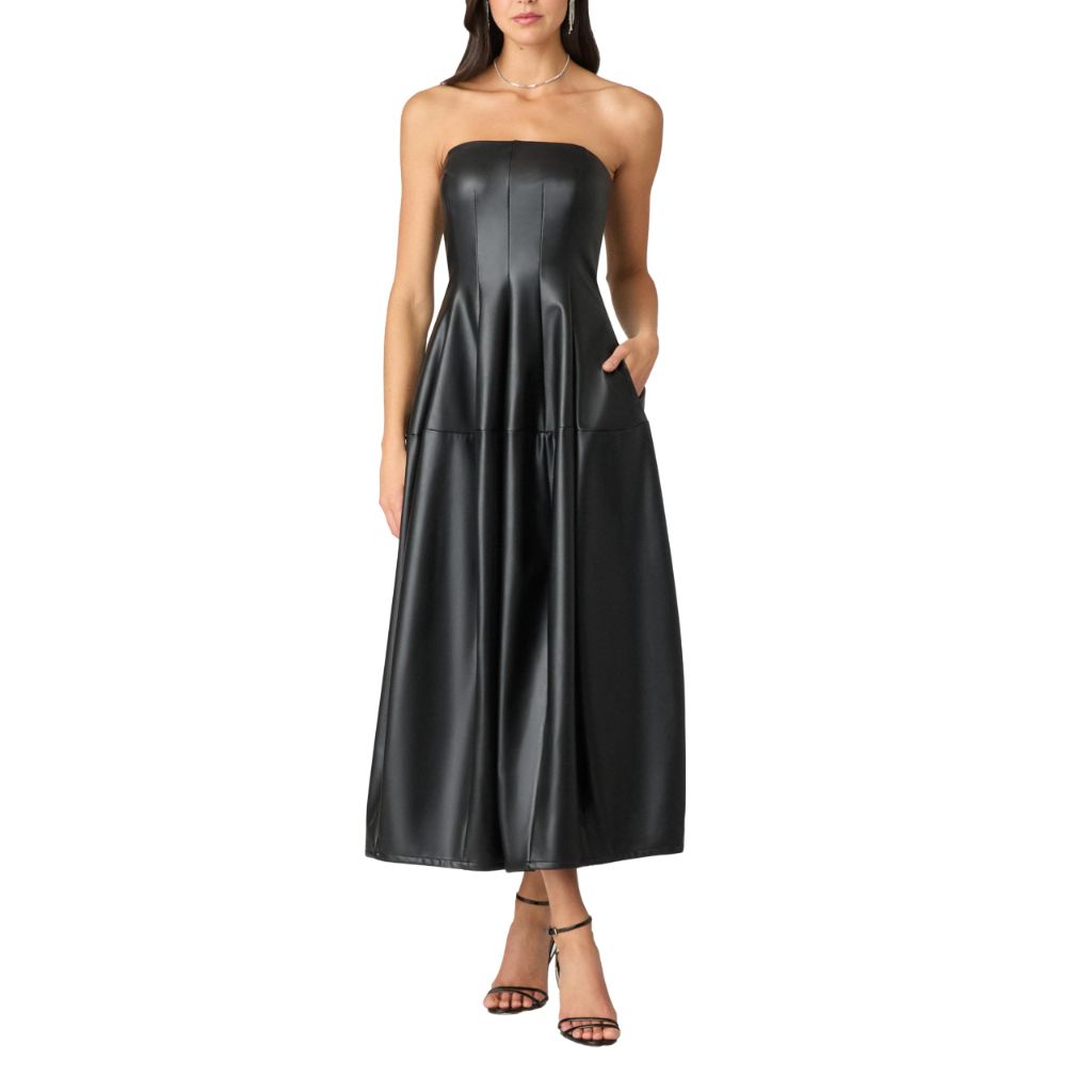 SZ 12, Shoshanna Women's Jet Faux Leather Celia Dress
