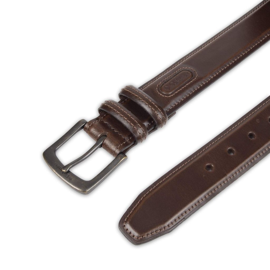 Columbia Men's Double Loop Belt-Casual Dress with Single Prong Buckle for Jeans, Khakis, Brown, Large