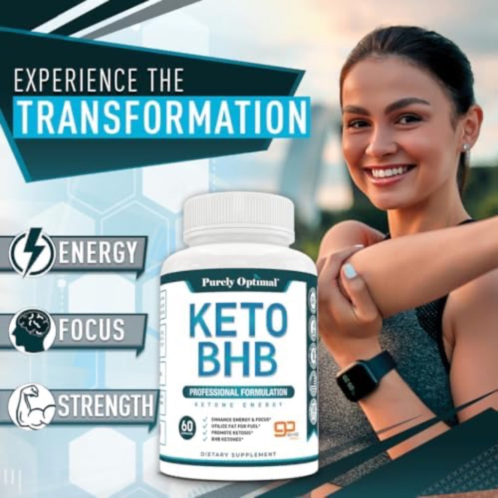 Purely Optimal Keto BHB Capsules – Exogenous Ketone Pills for Ketosis Support, Sustained Energy, Focus & Metabolism – for Women & Men, 60 Capsules