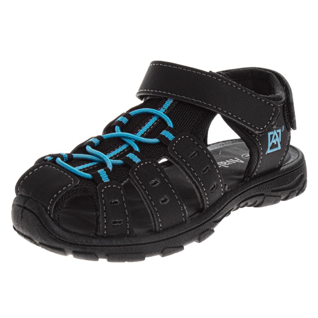 Avalanche Kids Close Toe Sandal with Strap Closure, Black/Blue - Size 11